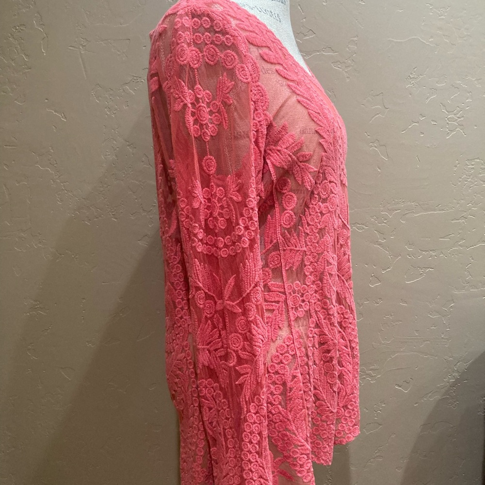 COPY - Sundance Coral Lace Embroidered Mesh Floral Tunic, Size Medium& XS - Picture 3 of 11